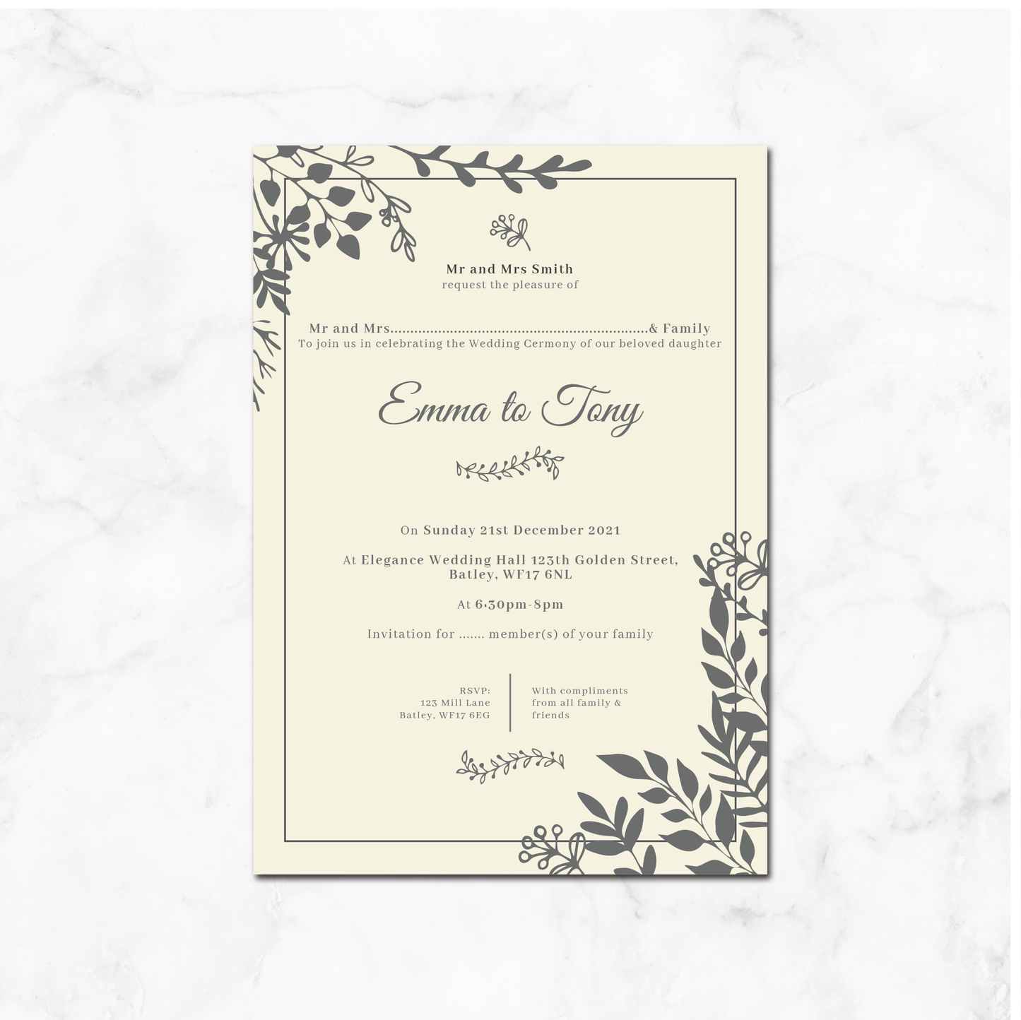 Wedding Invitation (Floral 008)