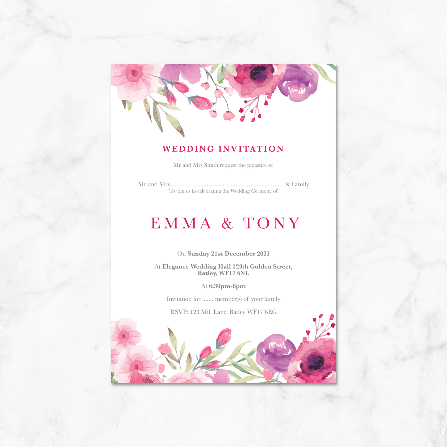 Wedding Invitation (Floral 003)