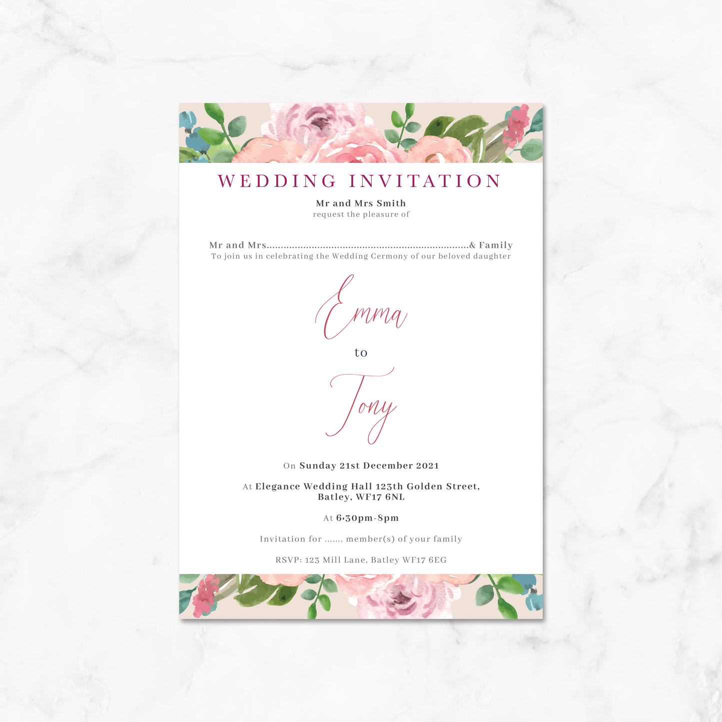 Wedding Invitation (Floral 006)