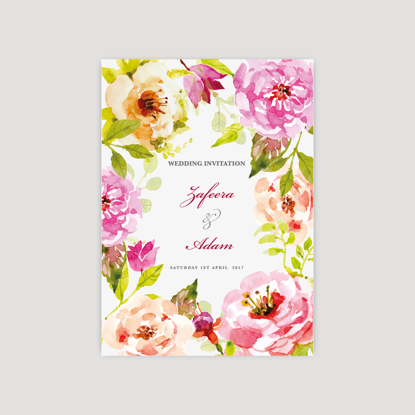 Wedding Invitation (Floral Pink)