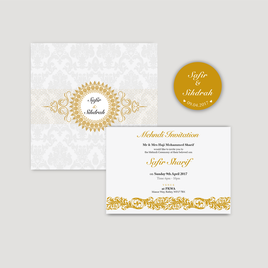 Folded Wedding Invitation (Gold Circle)