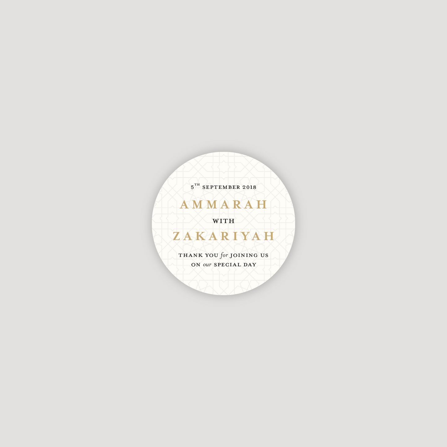 Square Folded Wedding Invitation (Islamic Gold Geometric)