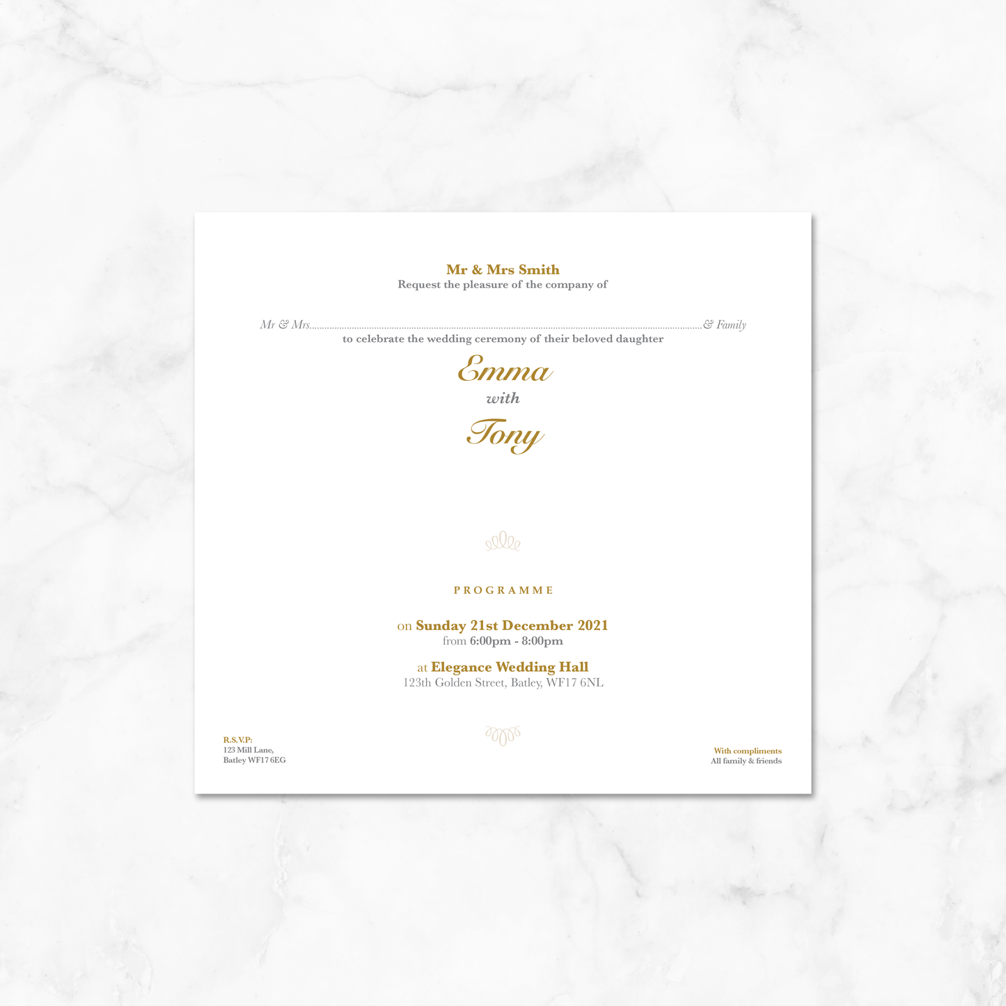 Wedding Invitation (DL Folded 001)