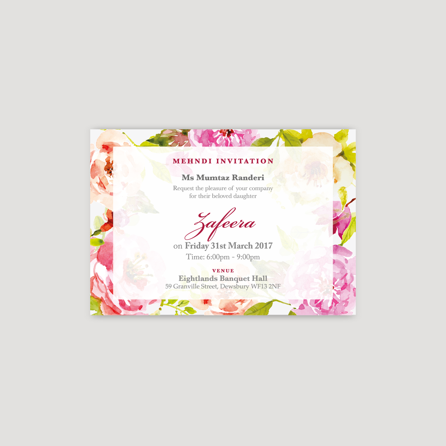 Wedding Invitation (Floral Pink)