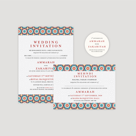 Wedding Invitation (Islamic Burgundy Geometric)
